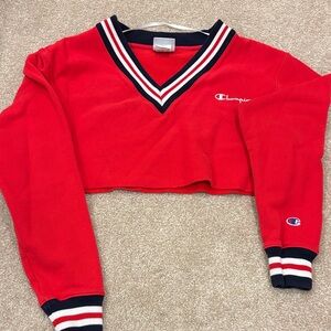 Champion Women's Red V-Neck Sweater